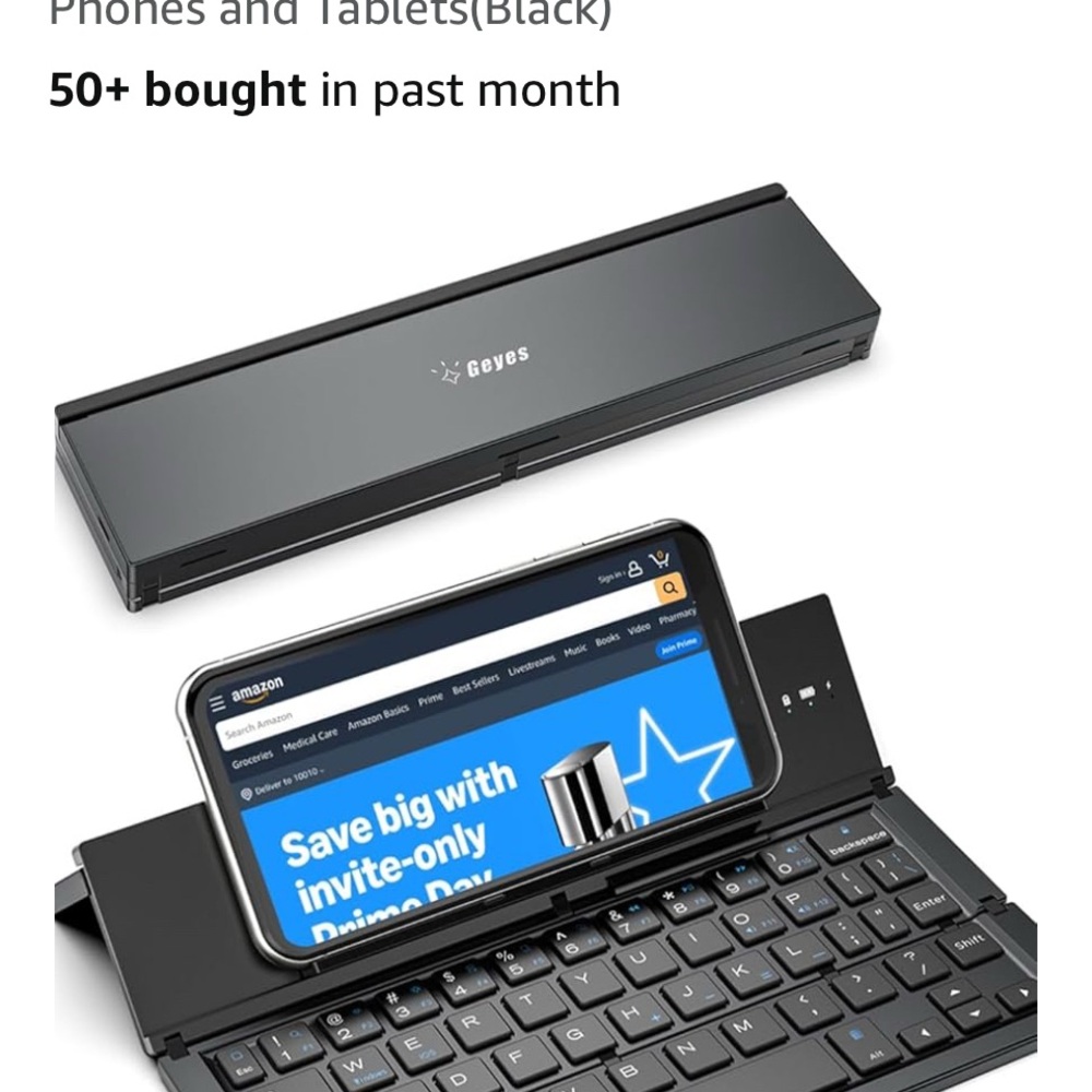 🎉CLEARANCE NWOT Geyes Black Foldable Bluetooth Keyboard